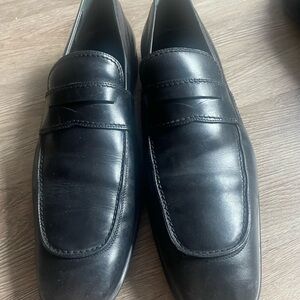 Louis Vuitton, black leather penny loafers